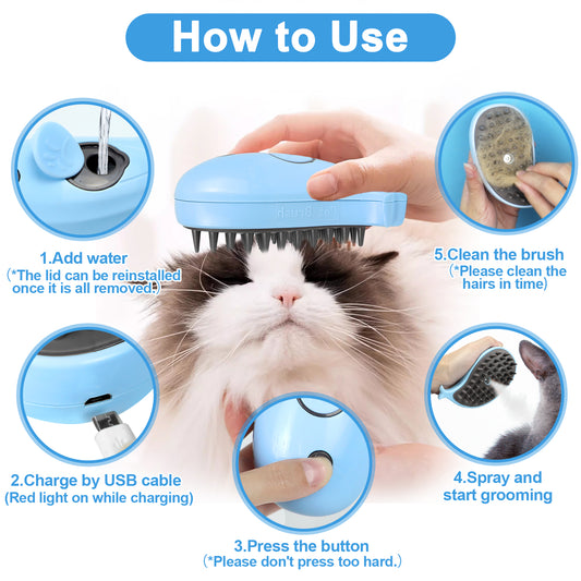 Elvanora™ SteamCare Pro – Self-Cleaning Steam Brush for Cats & Dogs | Gentle Deshedding, Deep Cleaning & Fur Care for All Coat Types ✅🐾