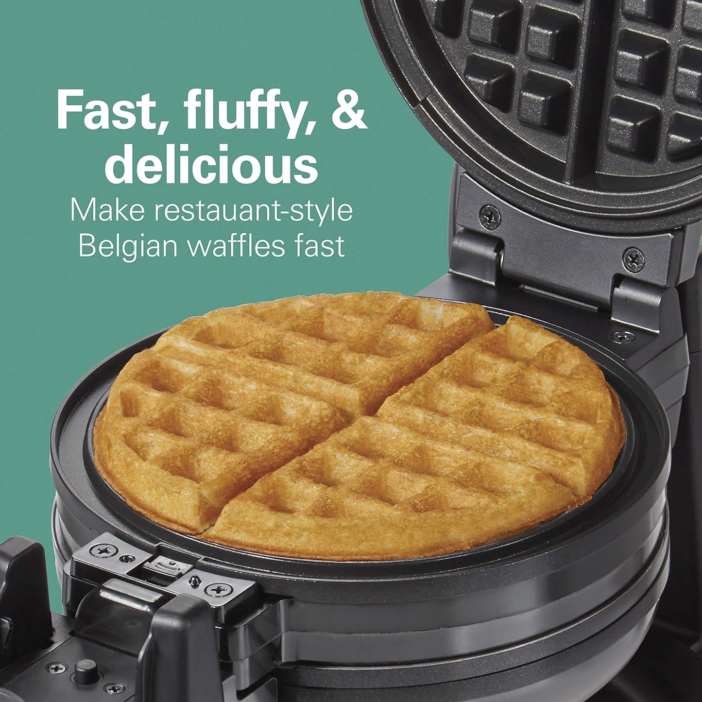 🧇Hamilton Beach Belgian Waffle Maker with Removable Nonstick Plates Double Flip Makes 2 at Once 🔥