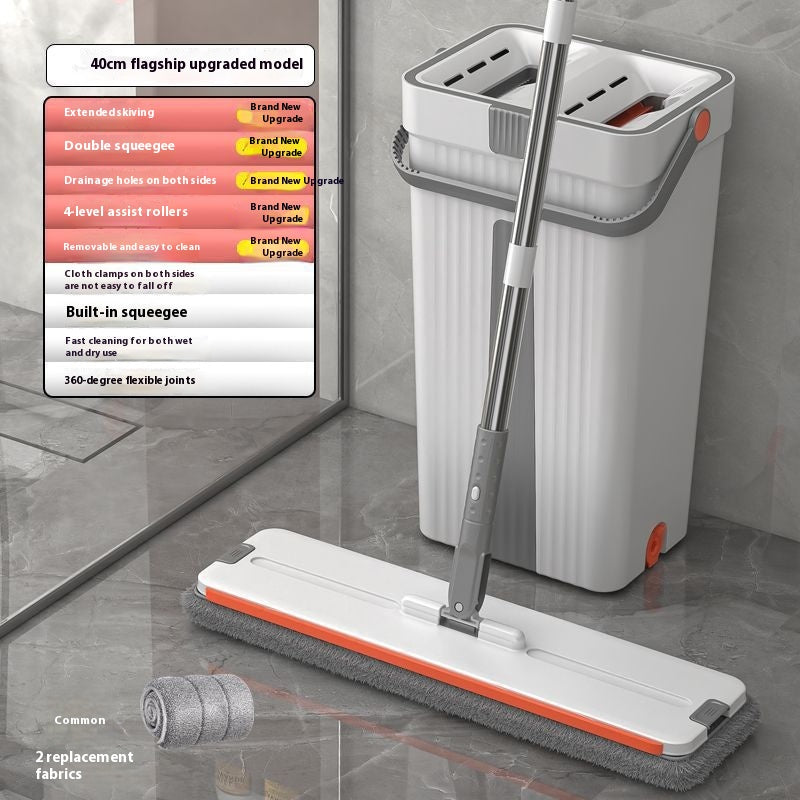 BrightMop™ Dual-Chamber Spin Mop Bucket Set with Reusable Microfiber Pads – Clean & Dirty Water Separation for Effortless, Hygienic Floor Cleaning