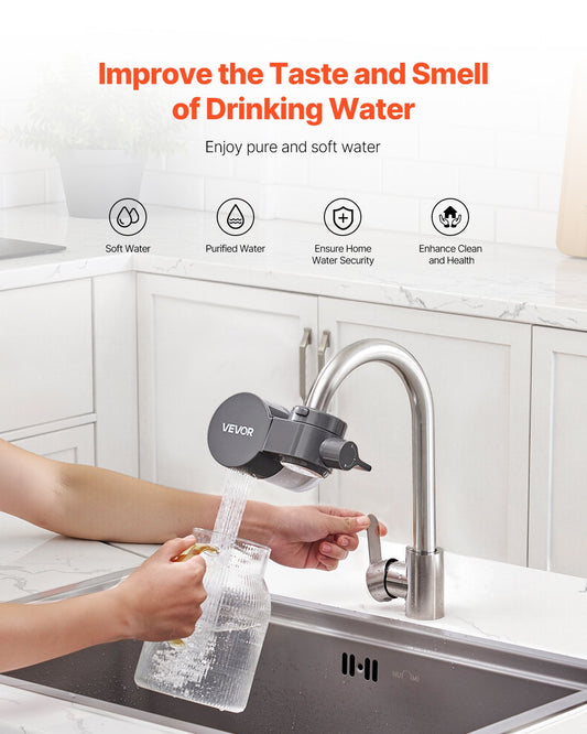 Elvanora™ Faucet Mount Water Filter – Sink Water Purifier with Horizontal Design | Clean, Fresh Drinking Water for Kitchen Tap (Gray) ✅🚰