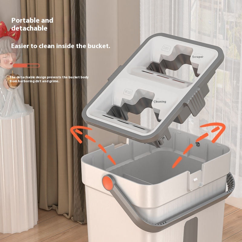 BrightMop™  Dual-Chamber Spin Mop Bucket Set with Reusable Microfiber Pads – Clean & Dirty Water Separation for Effortless, Hygienic Floor Cleaning