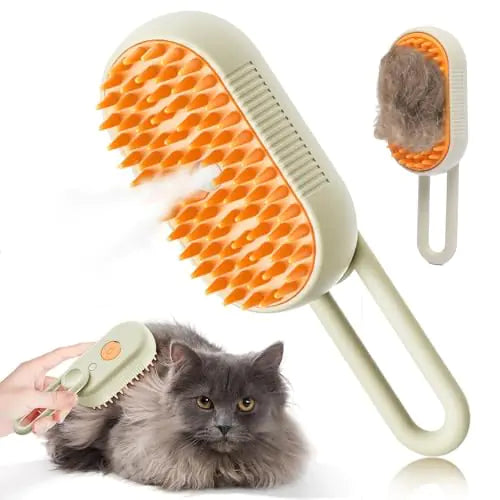 Cat Steam Brush 4-in-1 – Rechargeable Steam Grooming Brush for Cats & Dogs | Cleaning, Deshedding, Massage & Combing with Anti-Static Design ✅🐾