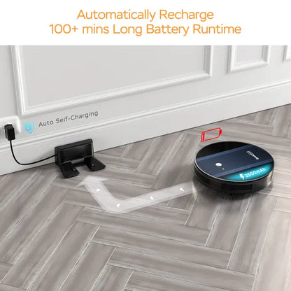 Smart Robot Vacuum Cleaner G6 – Ultra-Thin Design with 1800Pa Strong Suction, App Control & Automatic Self-Charging | Custom Cleaning for Hard Floors & Carpets ✅