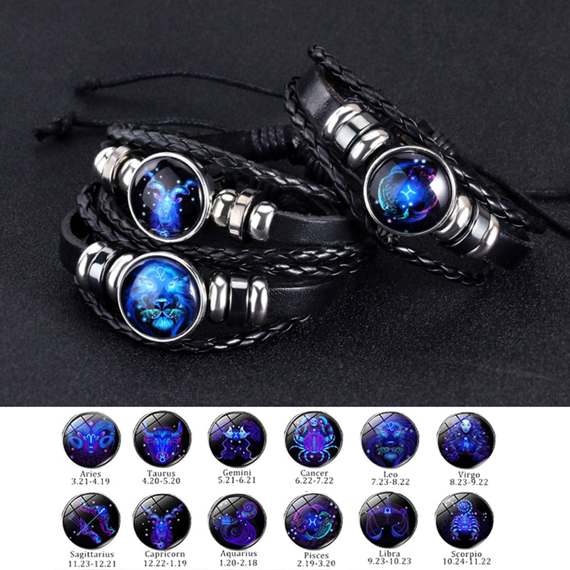 🎉12 Constellations Luminous Bracelet Starry Sky Punk Style Zodiac Bracelet for All ⭐🌙