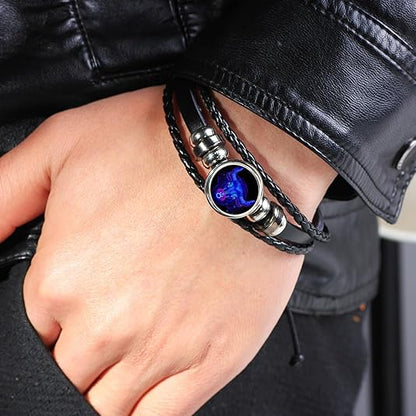 🎉12 Constellations Luminous Bracelet Starry Sky Punk Style Zodiac Bracelet for All ⭐🌙