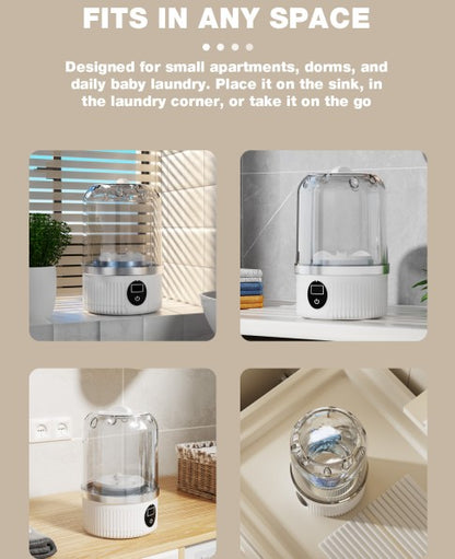 The Portable Mini Washing Machine🔌™ keeps your essentials fresh—wherever life takes you.™ – USB Rechargeable Foldable Travel Washer for Baby Clothes, Underwear & Socks