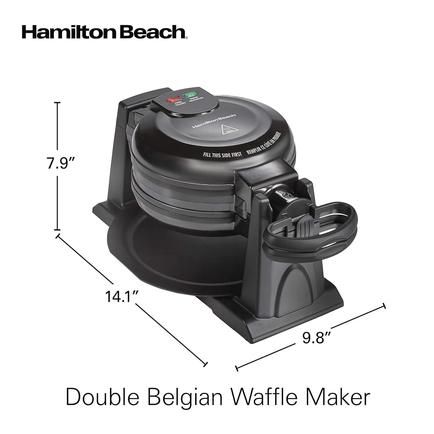 🧇Hamilton Beach Belgian Waffle Maker with Removable Nonstick Plates Double Flip Makes 2 at Once 🔥