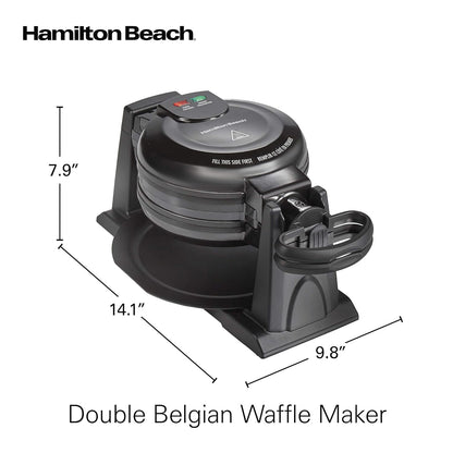 🧇Hamilton Beach Belgian Waffle Maker with Removable Nonstick Plates Double Flip Makes 2 at Once 🔥