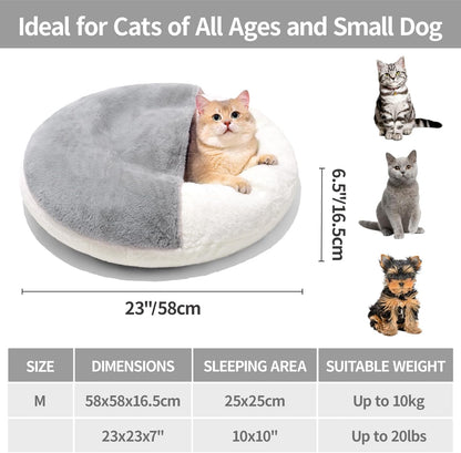 Elvanora™ CozyHaven Enclosed Cat Bed Cave

22” × 22” Washable Pet Bed with Base 
For Cats & Small Dogs