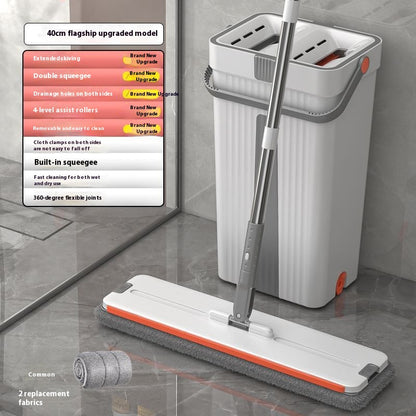 BrightMop™  Dual-Chamber Spin Mop Bucket Set with Reusable Microfiber Pads – Clean & Dirty Water Separation for Effortless, Hygienic Floor Cleaning