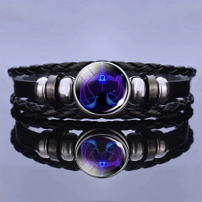 🎉12 Constellations Luminous Bracelet Starry Sky Punk Style Zodiac Bracelet for All ⭐🌙