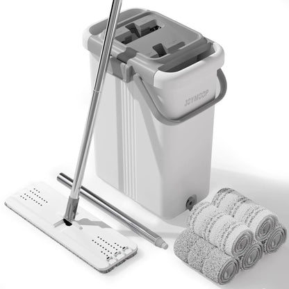 BrightMop™  Dual-Chamber Spin Mop Bucket Set with Reusable Microfiber Pads – Clean & Dirty Water Separation for Effortless, Hygienic Floor Cleaning