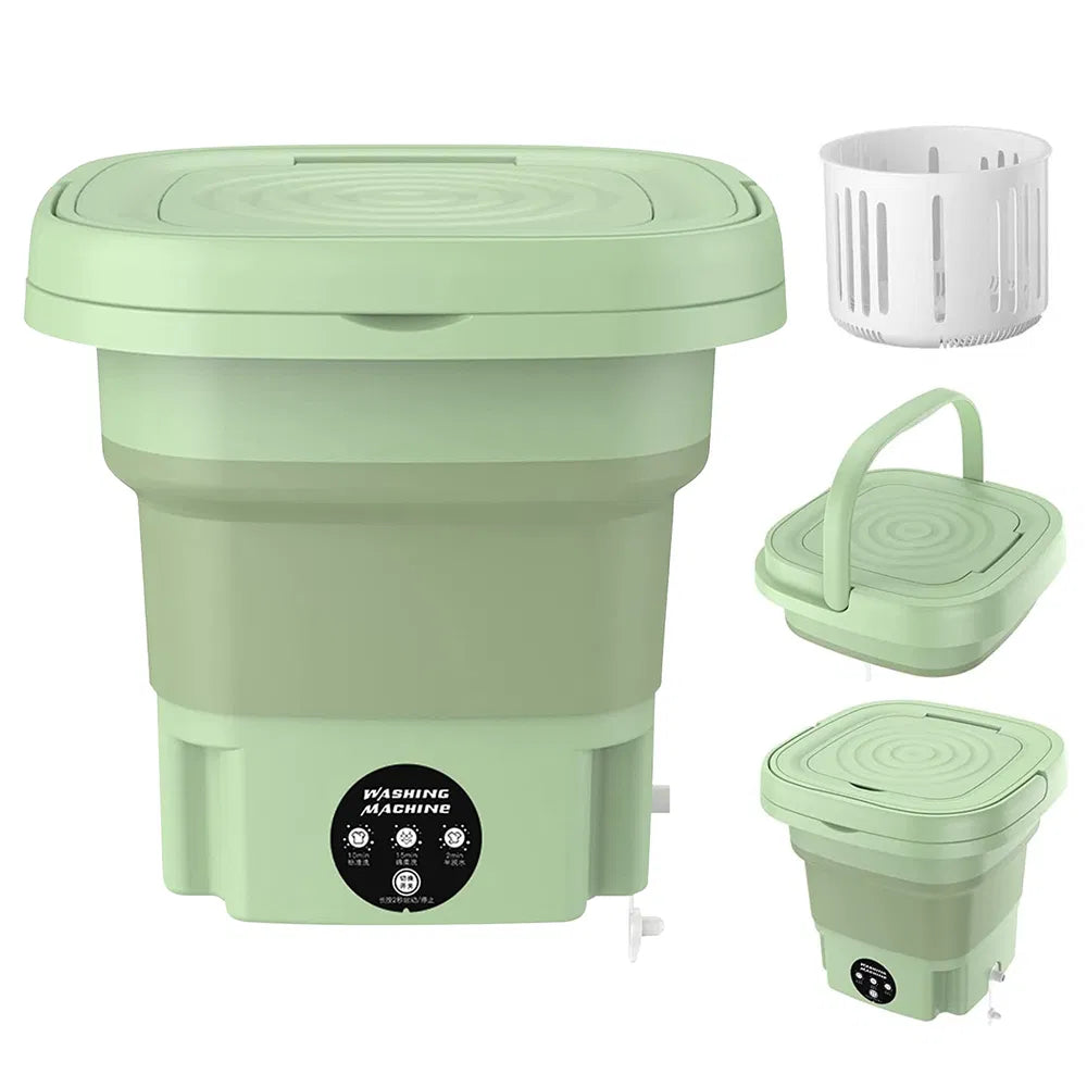 🧺 Foldable Portable Electric Washing Machine with Detachable Drain Basket 3 Wash Modes for Baby Clothes, Underwear, Socks & Small Laundry Loads.
