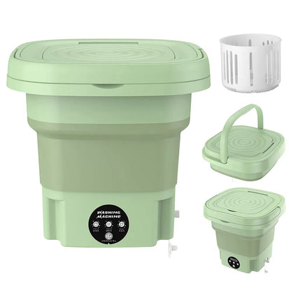 🧺 Foldable Portable Electric Washing Machine with Detachable Drain Basket 3 Wash Modes for Baby Clothes, Underwear, Socks & Small Laundry Loads.