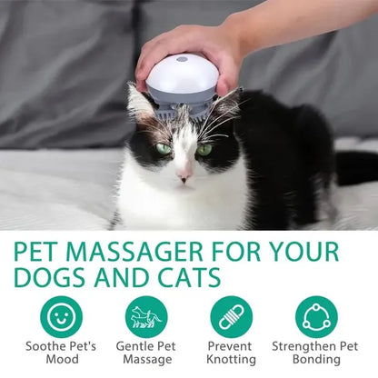 Elvanora™ SoothPaws Electric Pet Massager – 4 Rotating Heads, Scalp & Muscle Relaxation for Cats & Dogs