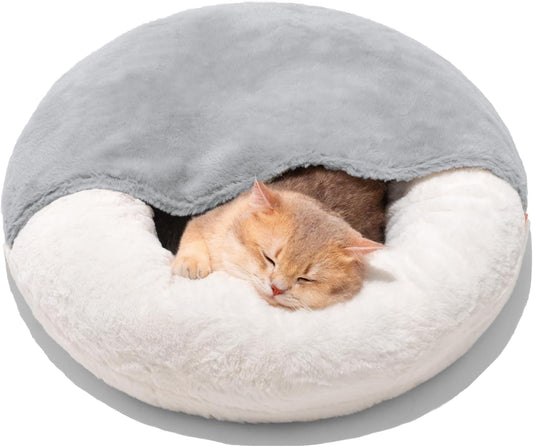 Elvanora™ CozyHaven Enclosed Cat Bed Cave

22” × 22” Washable Pet Bed with Base 
For Cats & Small Dogs