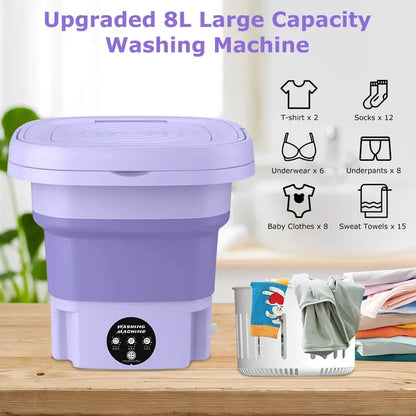 🧺 Foldable Portable Electric Washing Machine with Detachable Drain Basket 3 Wash Modes for Baby Clothes, Underwear, Socks & Small Laundry Loads.