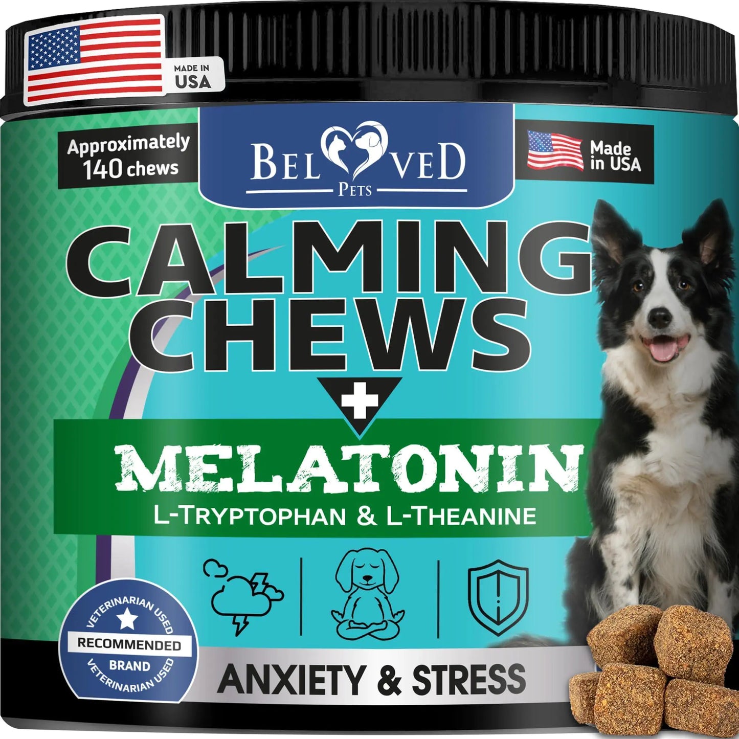 Elvanora™ Hemp Calming Chews for Dogs Natural Anxiety Relief •' Separation Stress Support • Gentle Daily Calming Treats